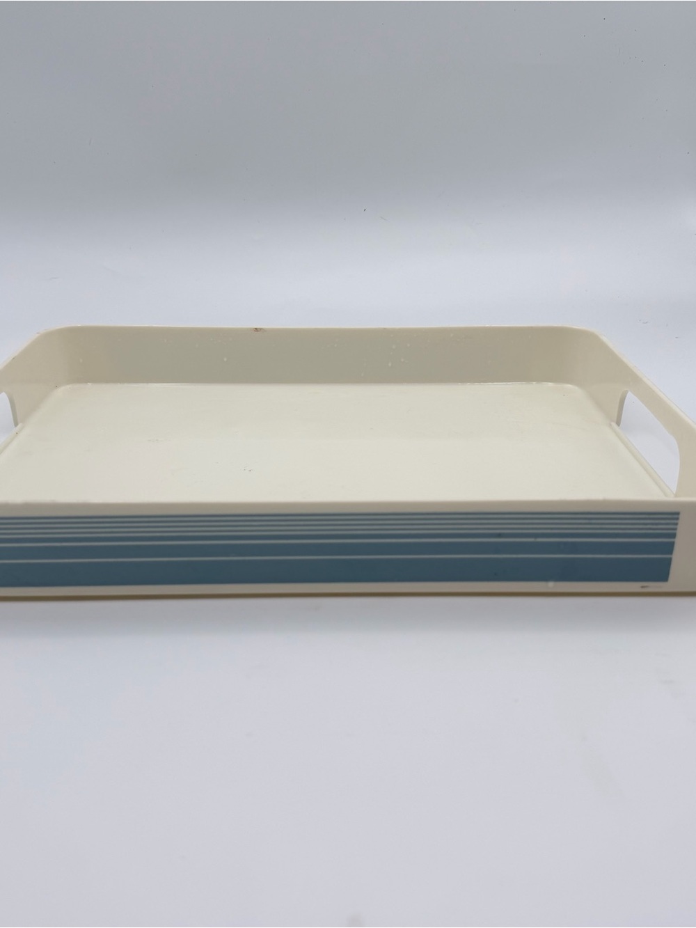 Vintage mid-century modern cream gradient, blue serving tray